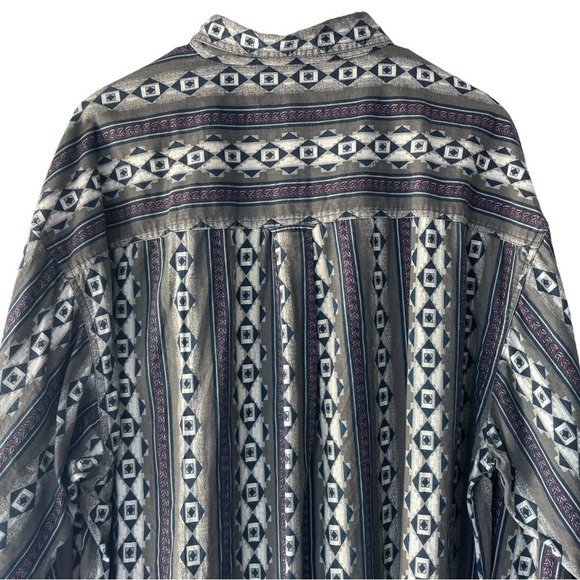 Vintage Western Aztec Button Up Shirt Cotton Men’s Size XL 80s 90s FYI Brand - Picture 4 of 7